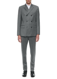 Costume croisé et ajusté en laine - Gris Chiné