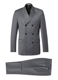 Costume croisé et ajusté en laine - Gris Chiné