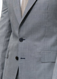Costume ajusté à motif Prince de Galles en laine - Gris Bleu