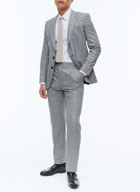 Costume ajusté à motif Prince de Galles en laine - Gris Bleu