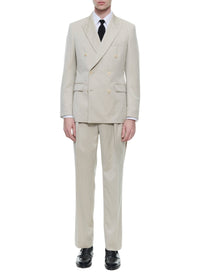 Herringbone wool double-breasted suit - Ficelle