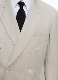 Herringbone wool double-breasted suit - Ficelle