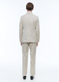 Herringbone wool double-breasted suit - Ficelle