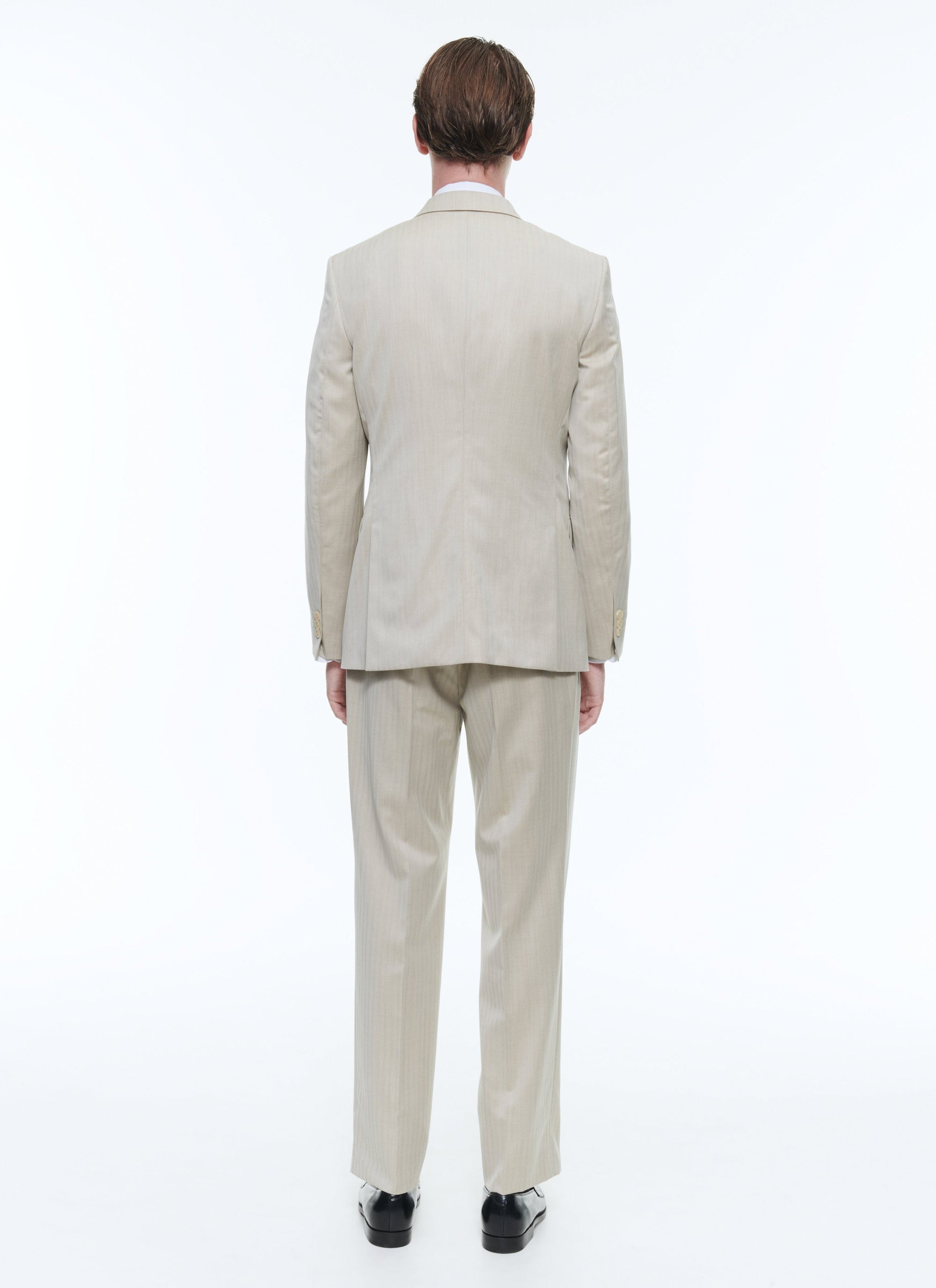 Herringbone wool double-breasted suit - Ficelle