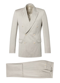 Herringbone wool double-breasted suit - Ficelle