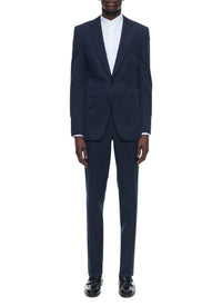 Straight suit in linen blend - Navy