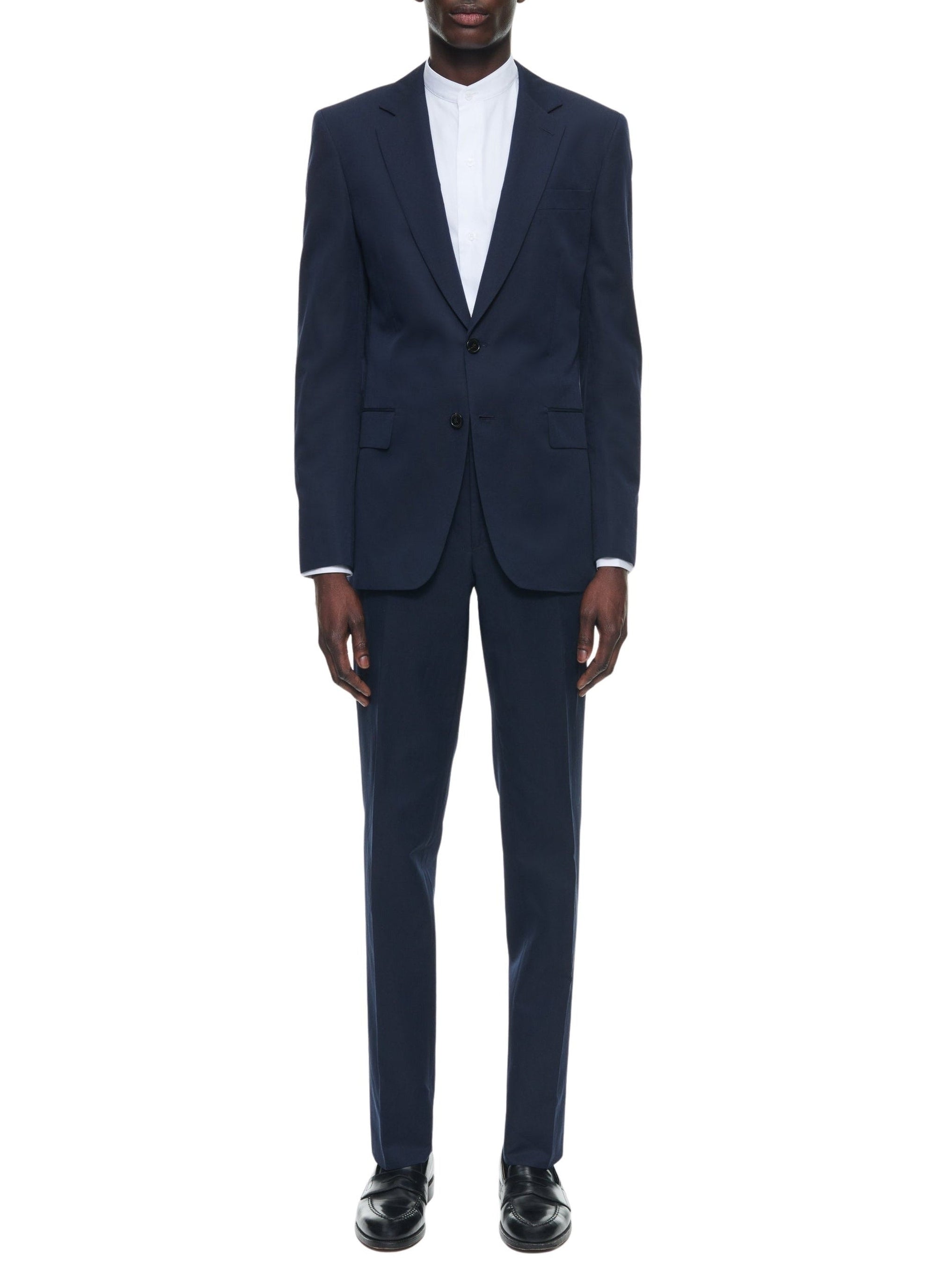 Straight suit in linen blend - Navy