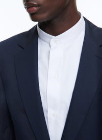 Straight suit in linen blend - Navy