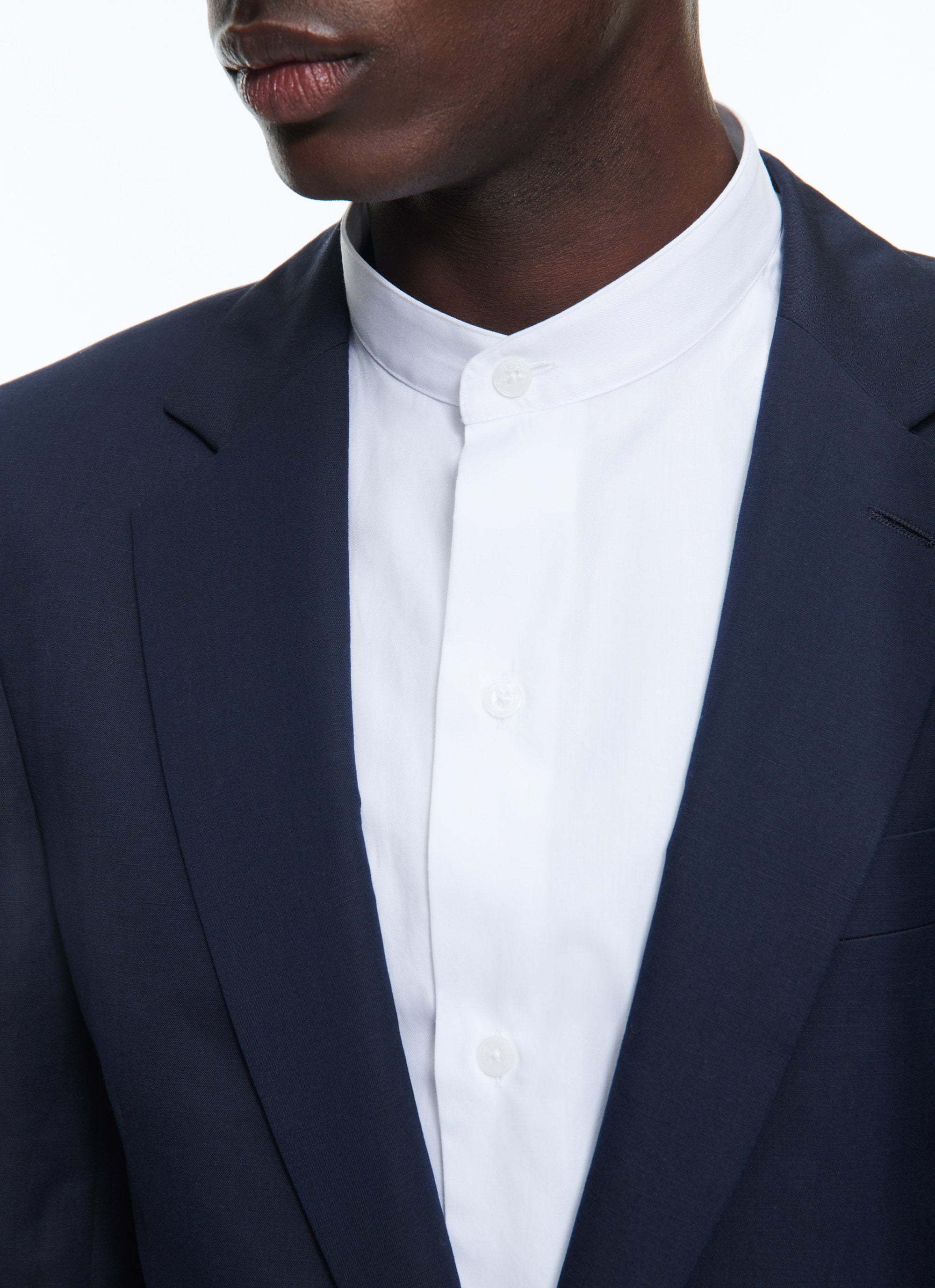 Straight suit in linen blend - Navy