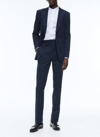 Straight suit in linen blend - Navy