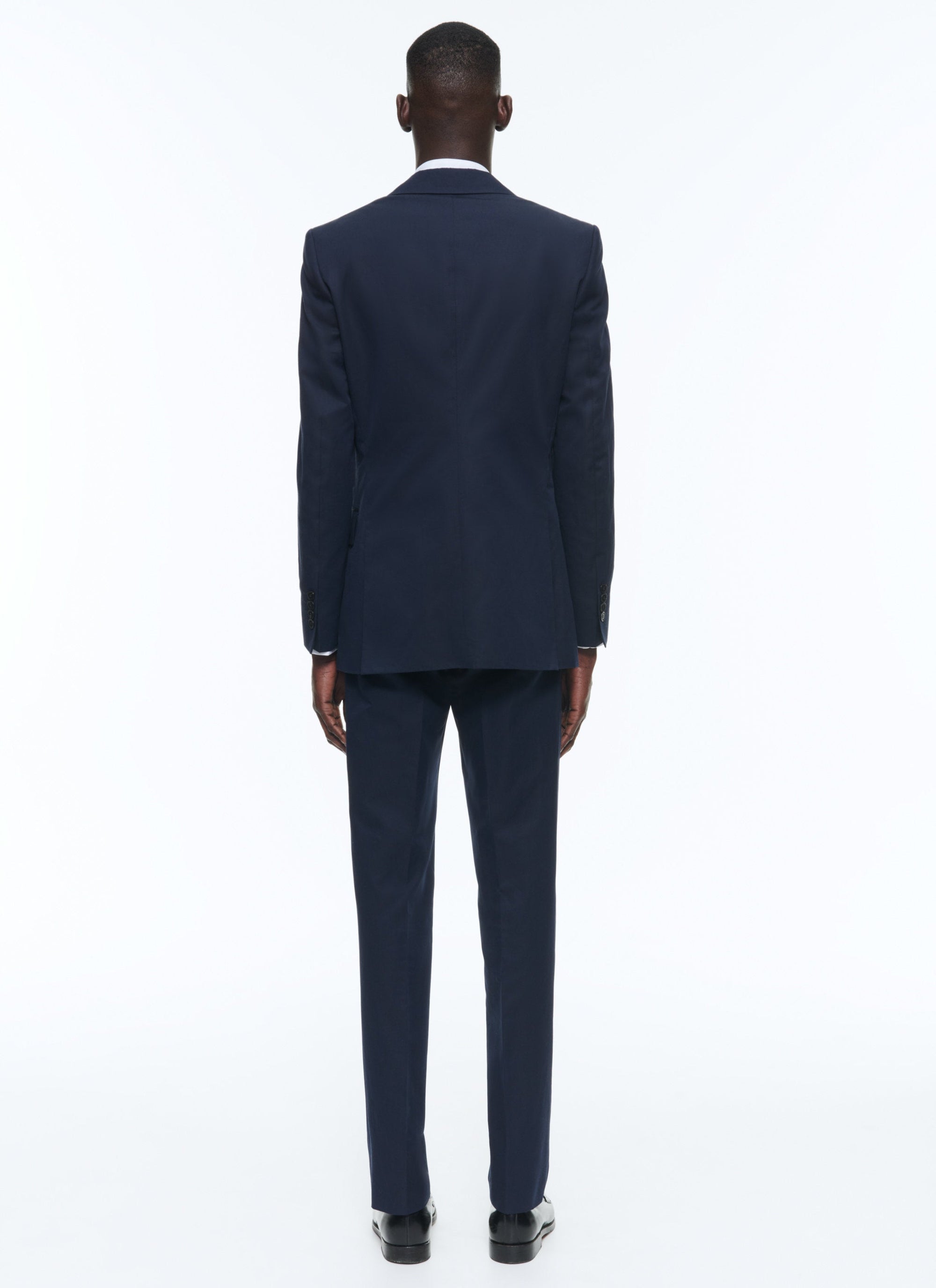Straight suit in linen blend - Navy