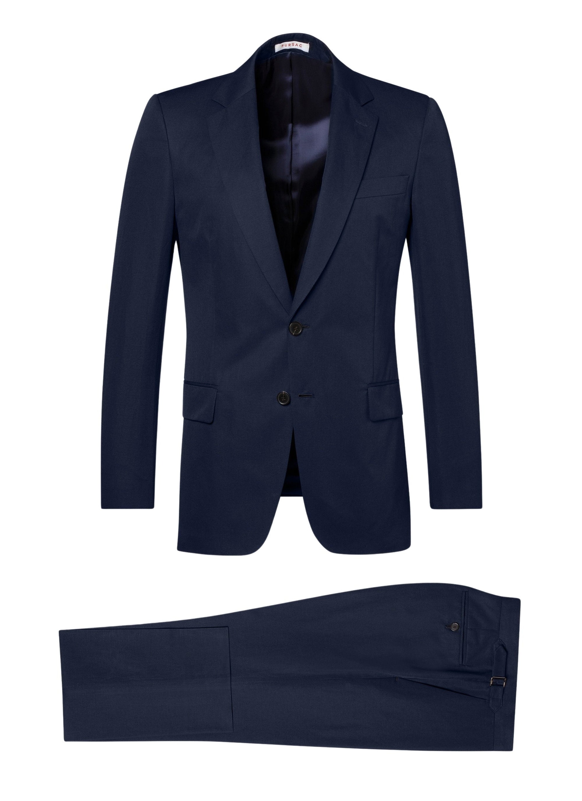 Straight suit in linen blend - Navy