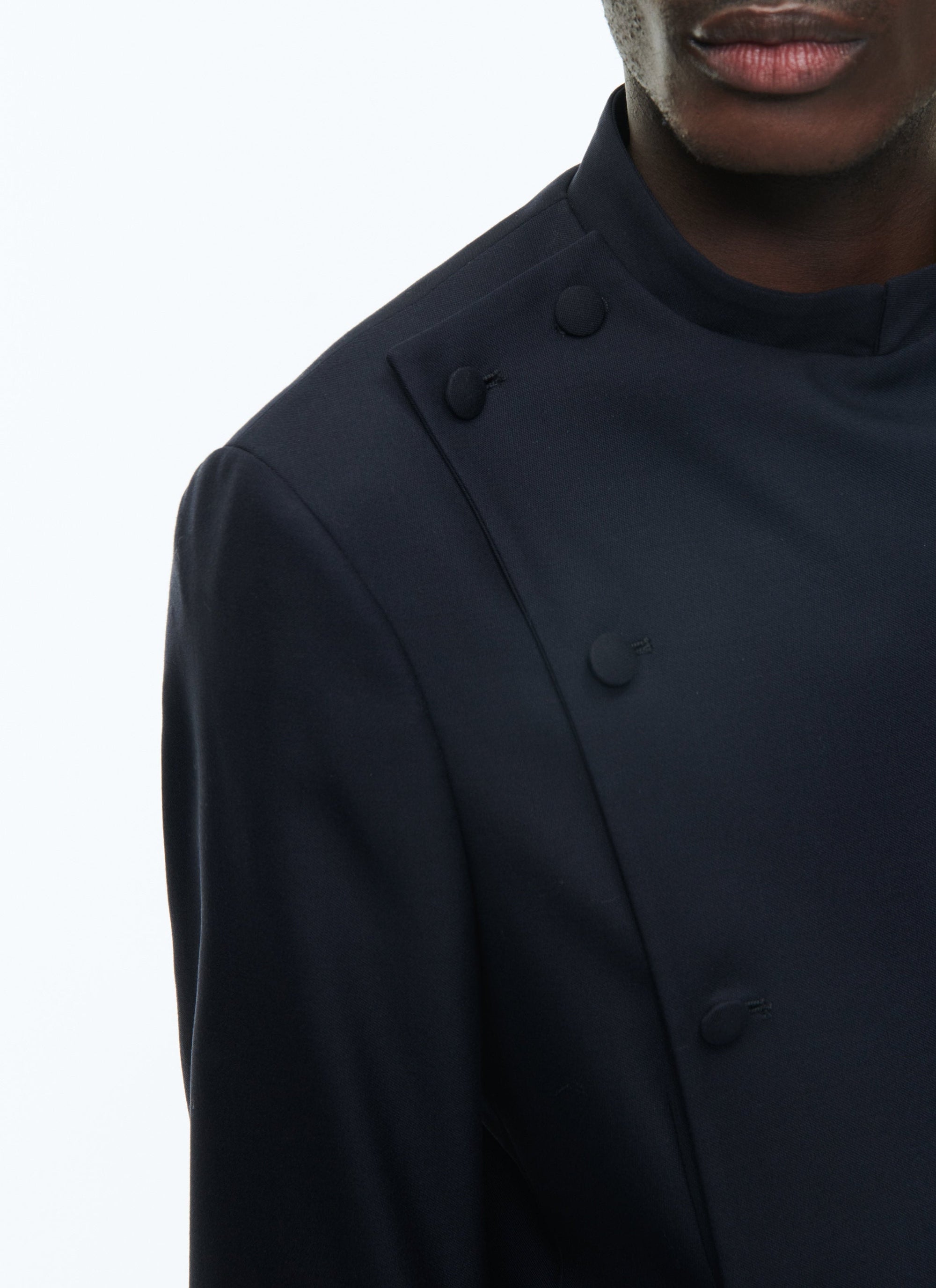 wool double-breasted button-down suit - Navy