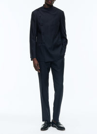 wool double-breasted button-down suit - Navy
