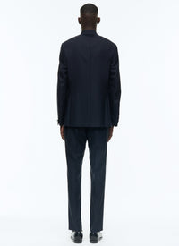 wool double-breasted button-down suit - Navy