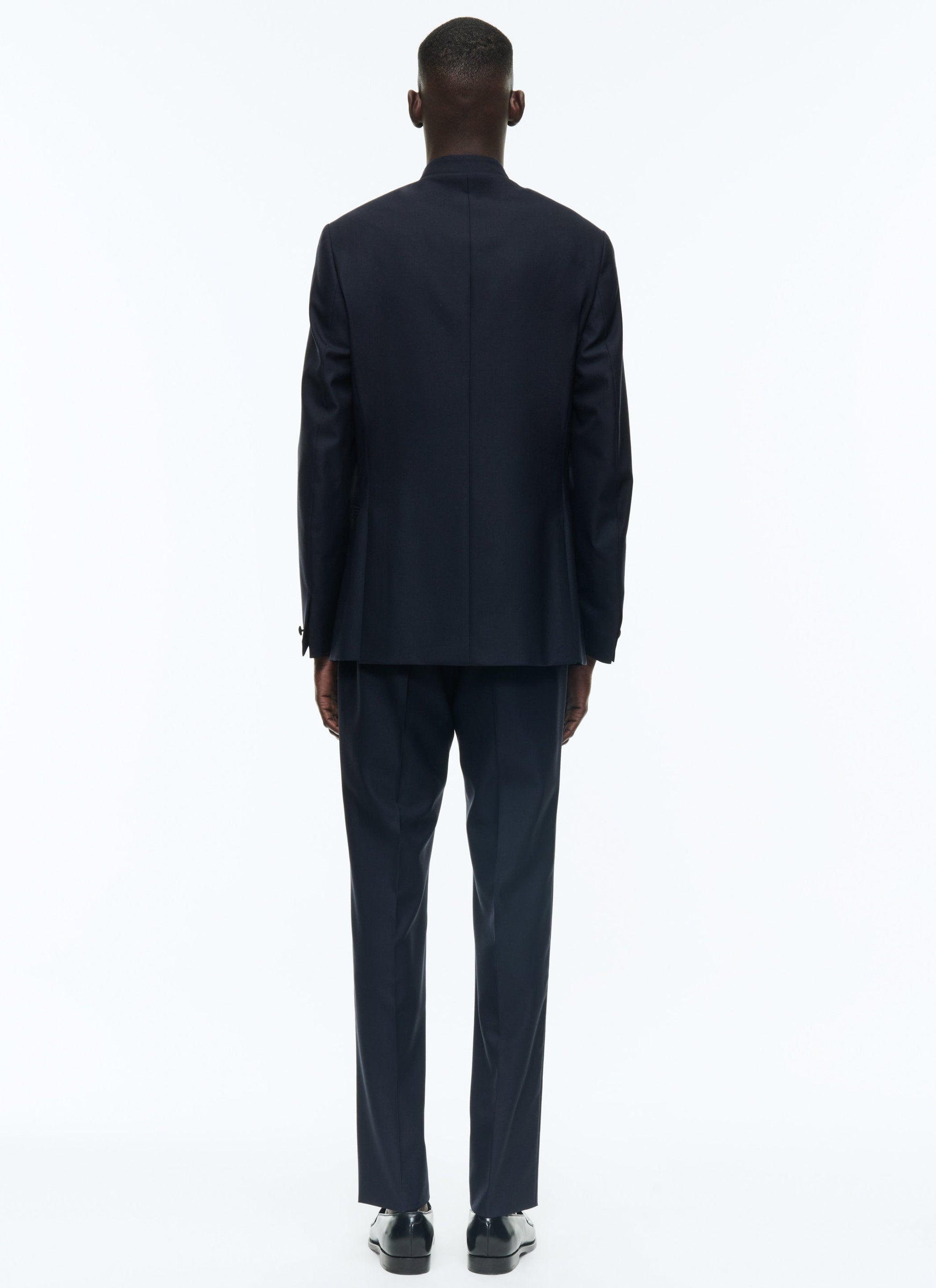 wool double-breasted button-down suit - Navy