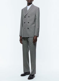 Costume croisé à motif pied de poule en laine - Noir