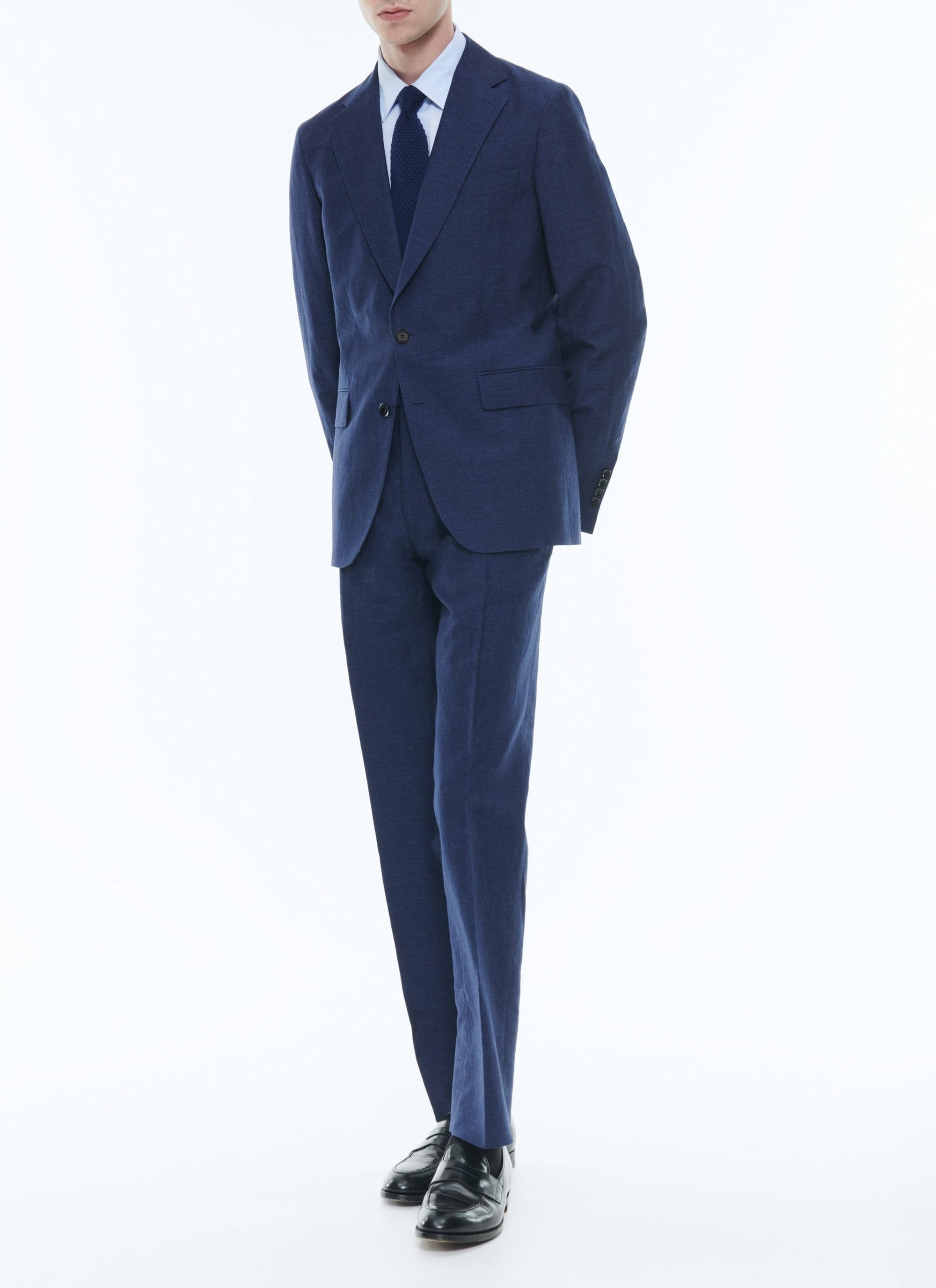 Costume droit en laine et lin - Encre