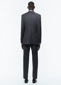 Costume ajusté et boutonné à chevrons en laine - Anthracite