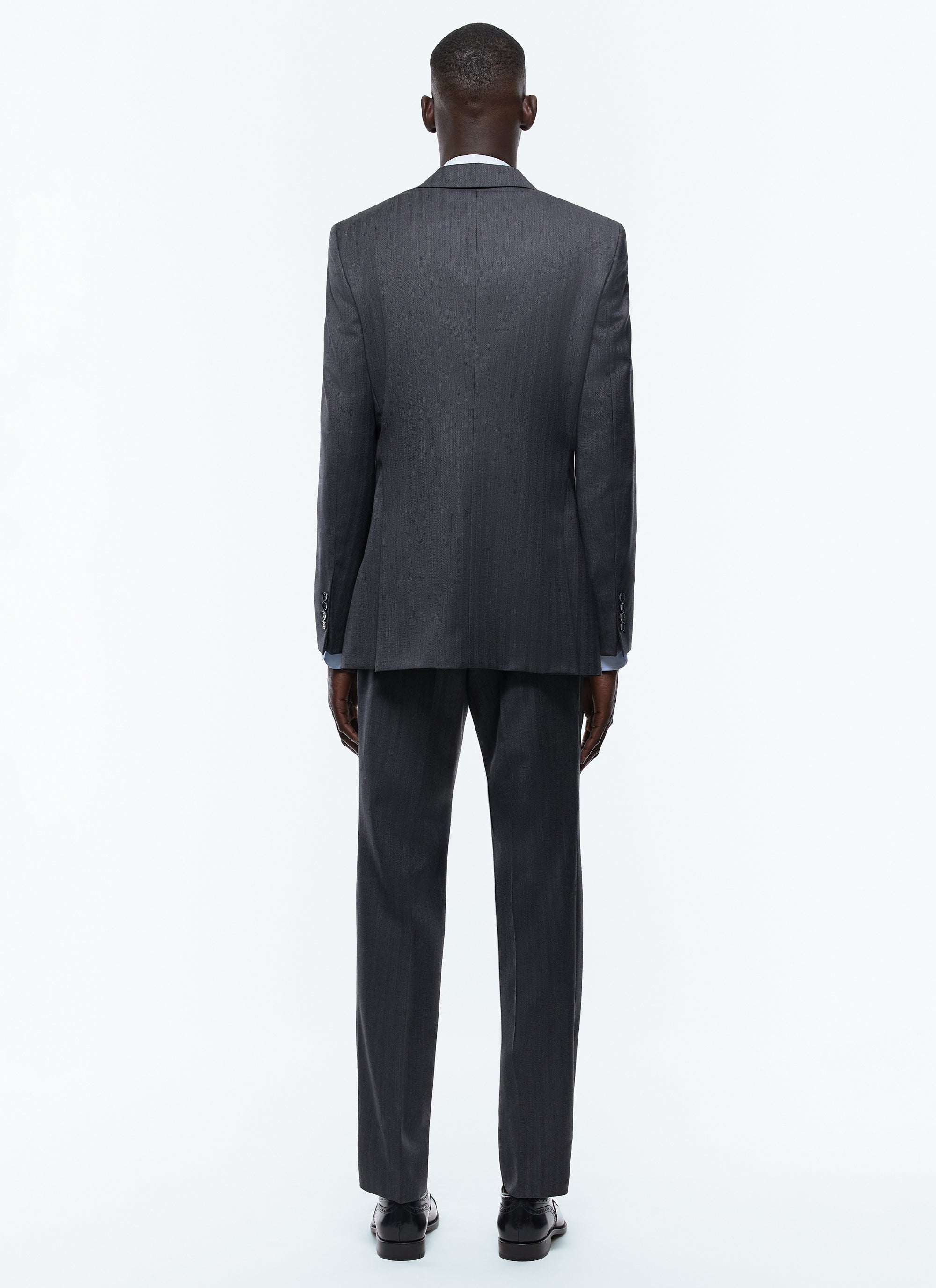Costume ajusté et boutonné à chevrons en laine - Anthracite