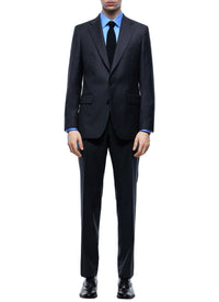 Costume ajusté et boutonné à rayures en laine - Acier