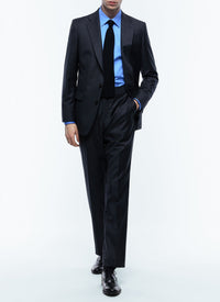 Costume ajusté et boutonné à rayures en laine - Acier