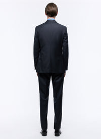 Costume ajusté et boutonné à rayures en laine - Acier