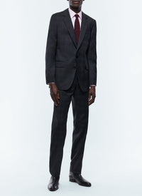 Costume ajusté à motif Prince de Galles en laine - Anthracite