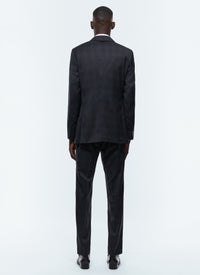 Costume ajusté à motif Prince de Galles en laine - Anthracite
