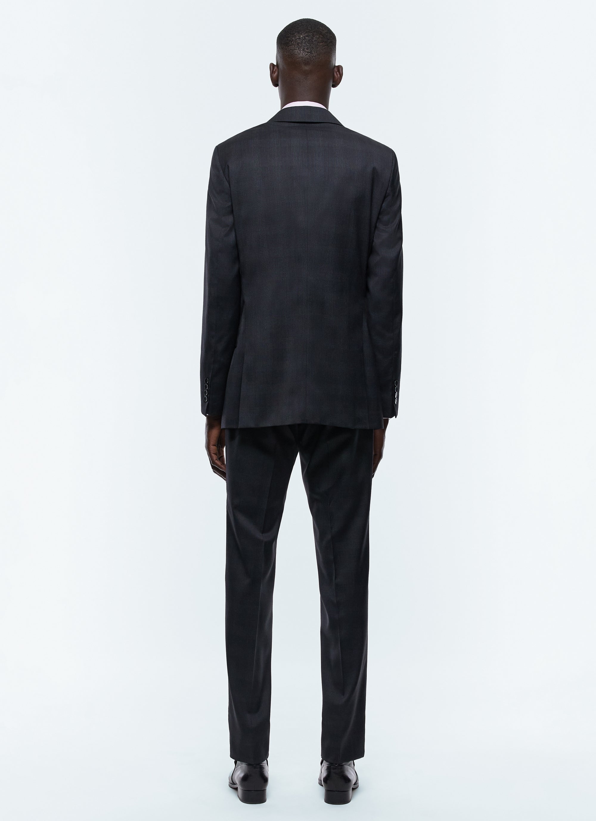 Costume ajusté à motif Prince de Galles en laine - Anthracite