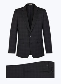 Costume ajusté à motif Prince de Galles en laine - Anthracite