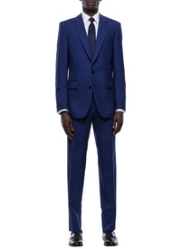 Costume ajusté à motif Prince de Galles en laine - Bleu de Nîmes