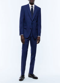 Costume ajusté à motif Prince de Galles en laine - Bleu de Nîmes