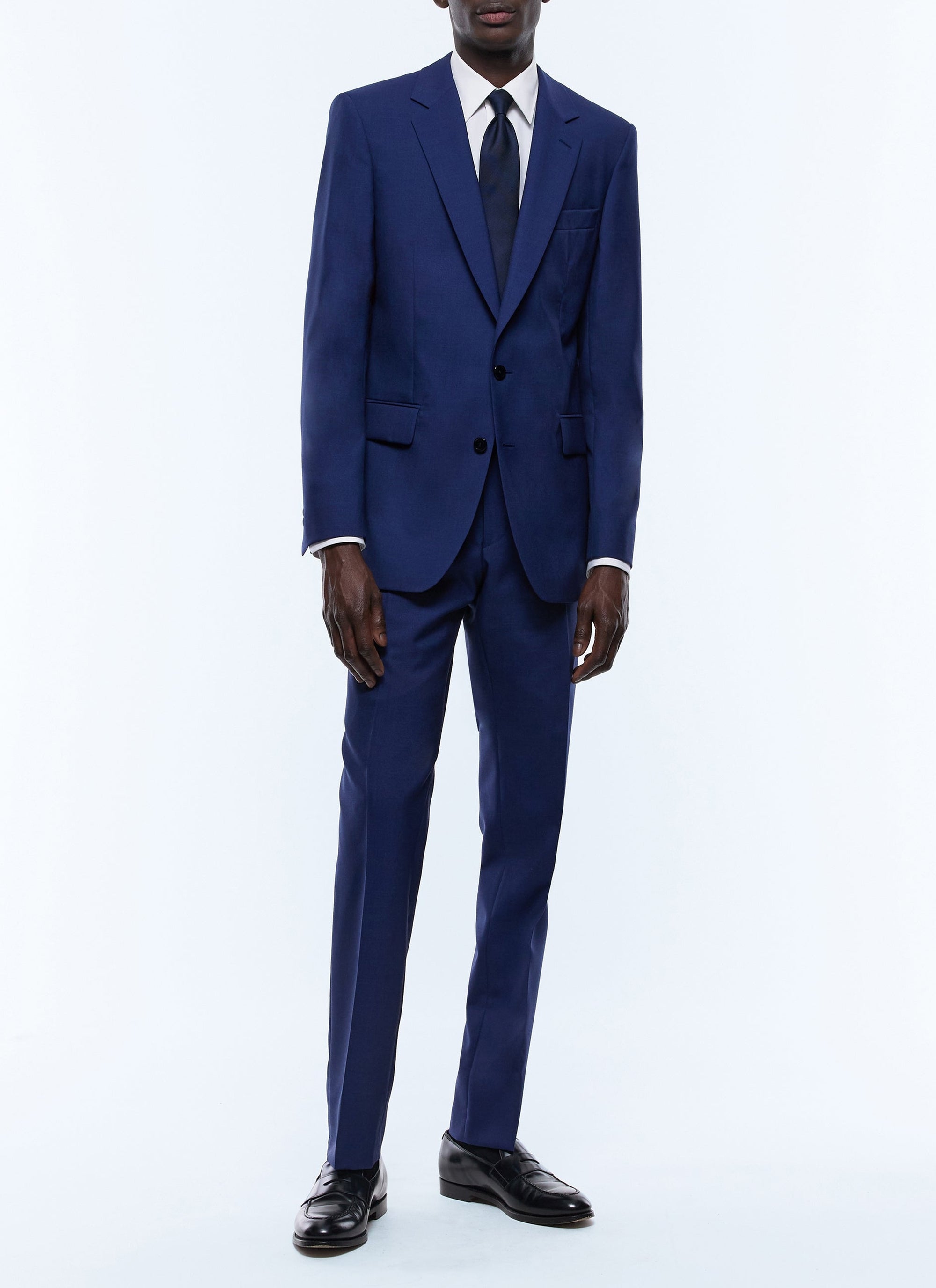 Costume ajusté à motif Prince de Galles en laine - Bleu de Nîmes