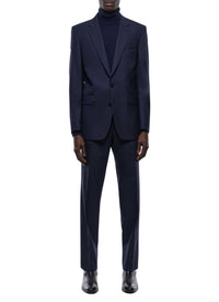 Slim-fit slit suit in wool - Navy