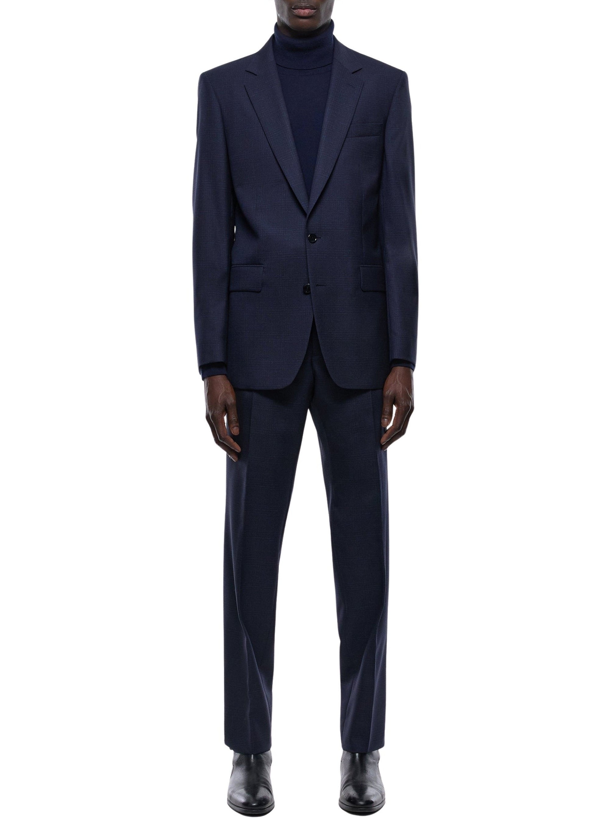 Slim-fit slit suit in wool - Navy