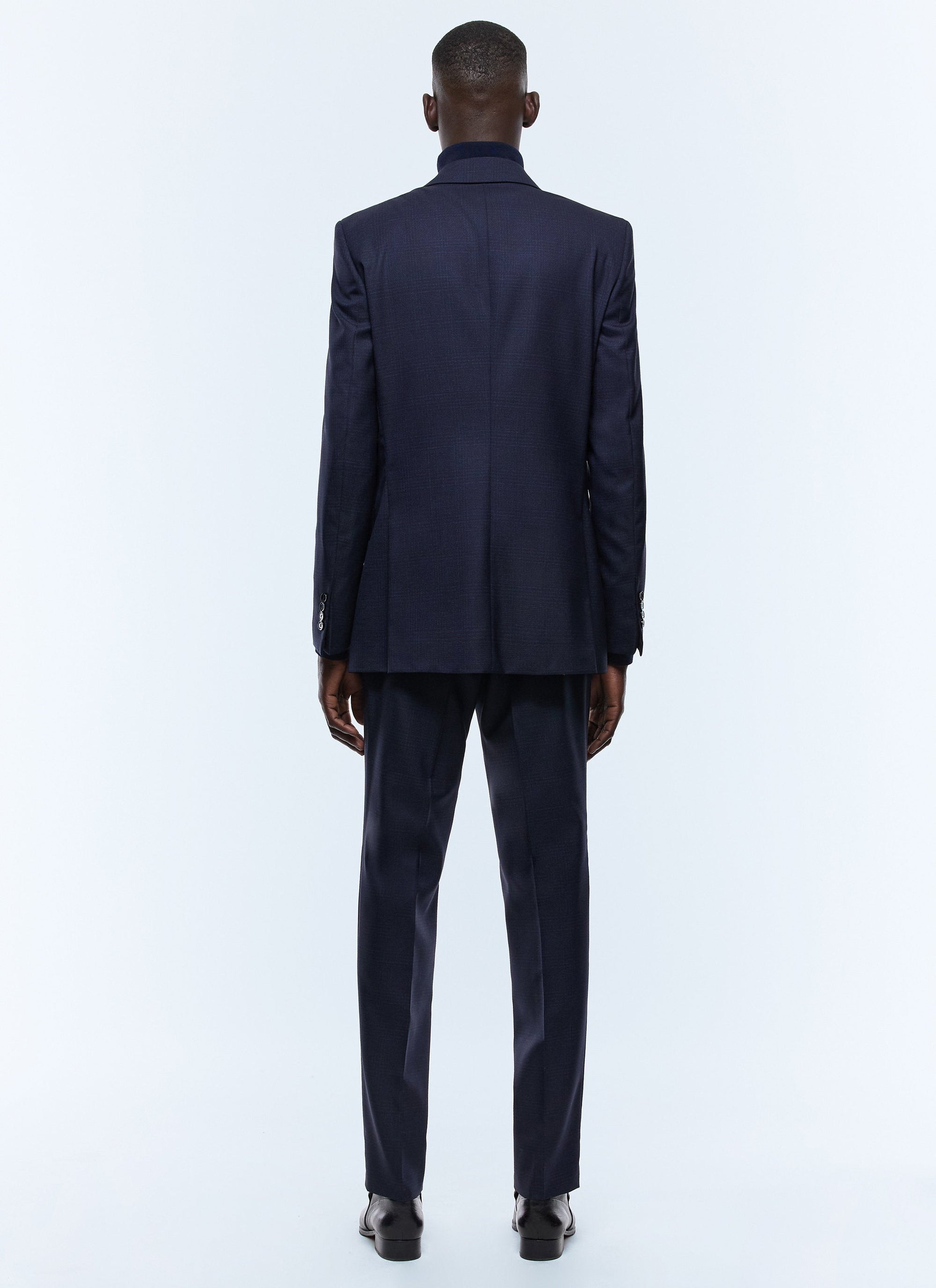 Slim-fit slit suit in wool - Navy