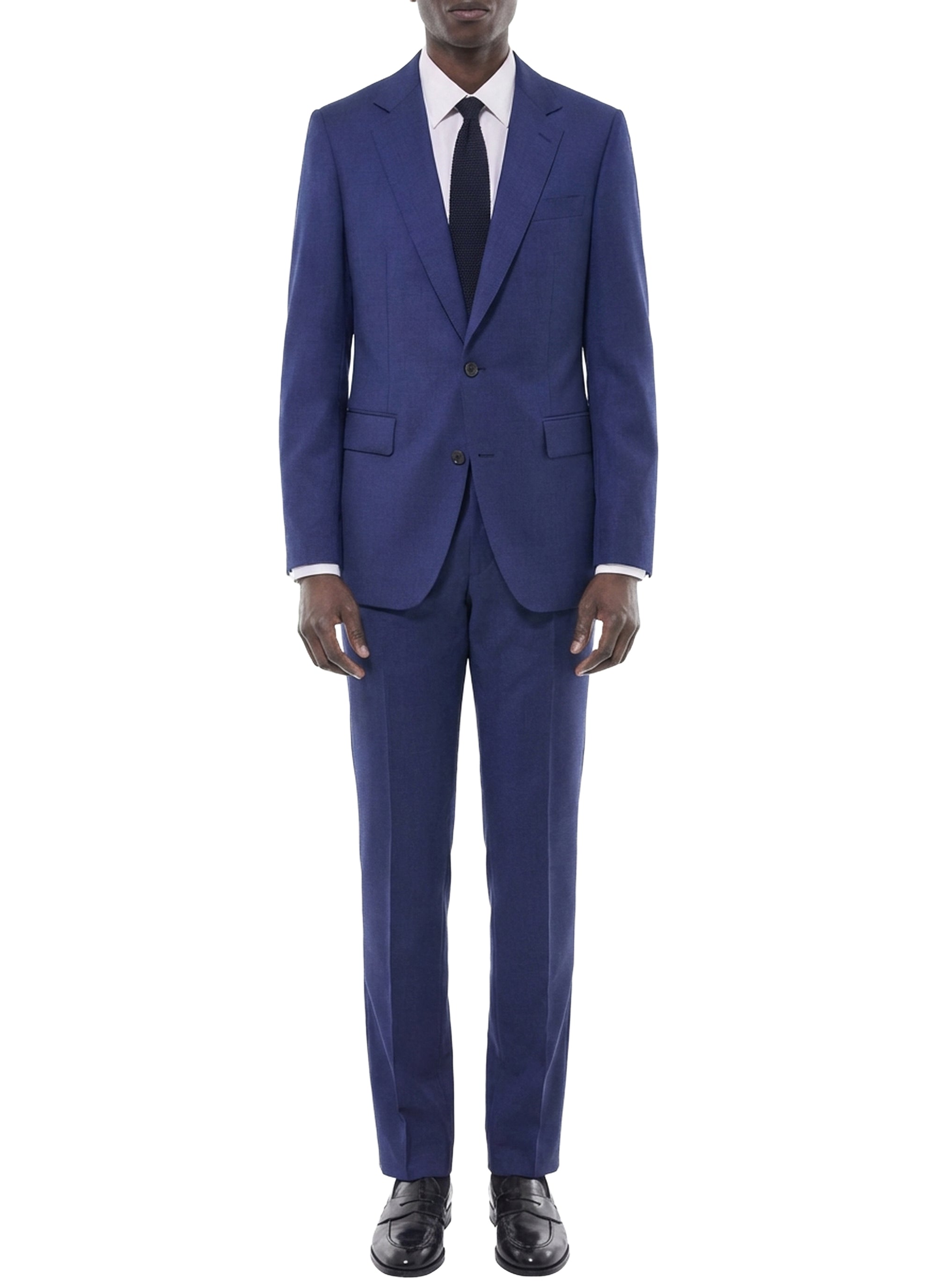 Costume ajusté et boutonné en toile de laine - Petrole