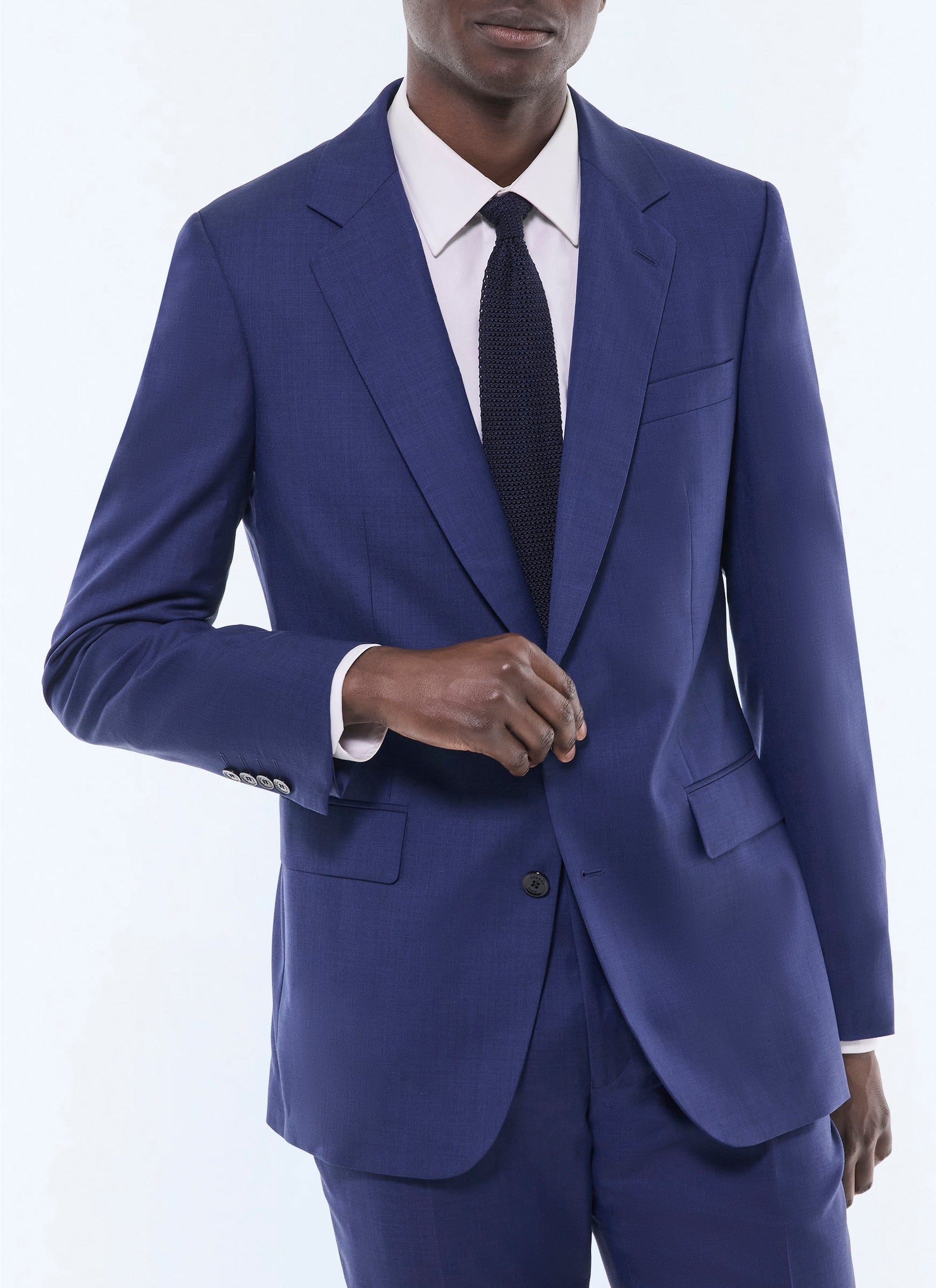 Costume ajusté et boutonné en toile de laine - Petrole