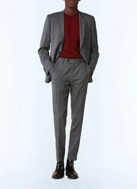 Costume ajusté à motif en laine - Acier