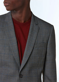 Costume ajusté à motif en laine - Acier