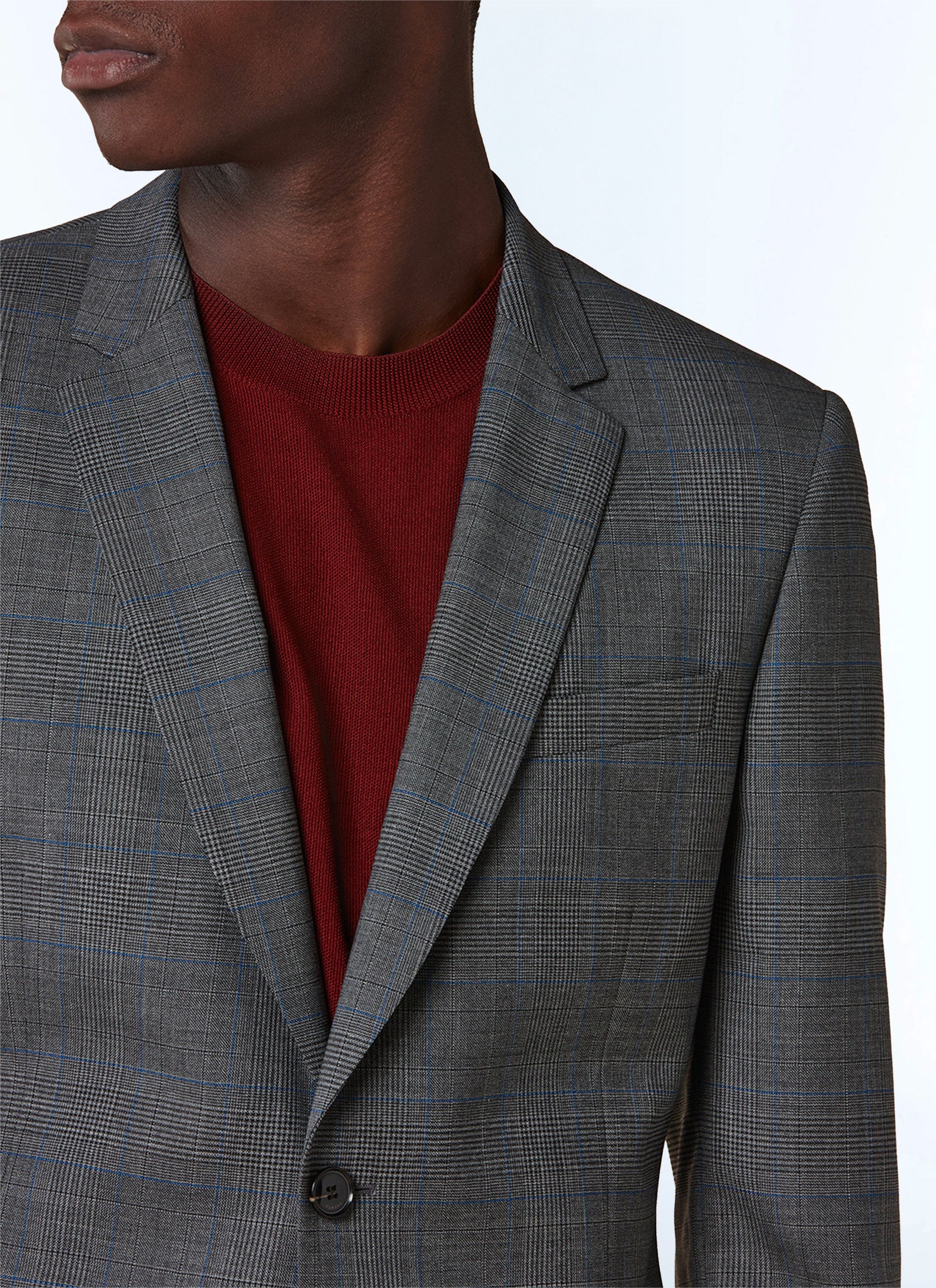 Costume ajusté à motif en laine - Acier