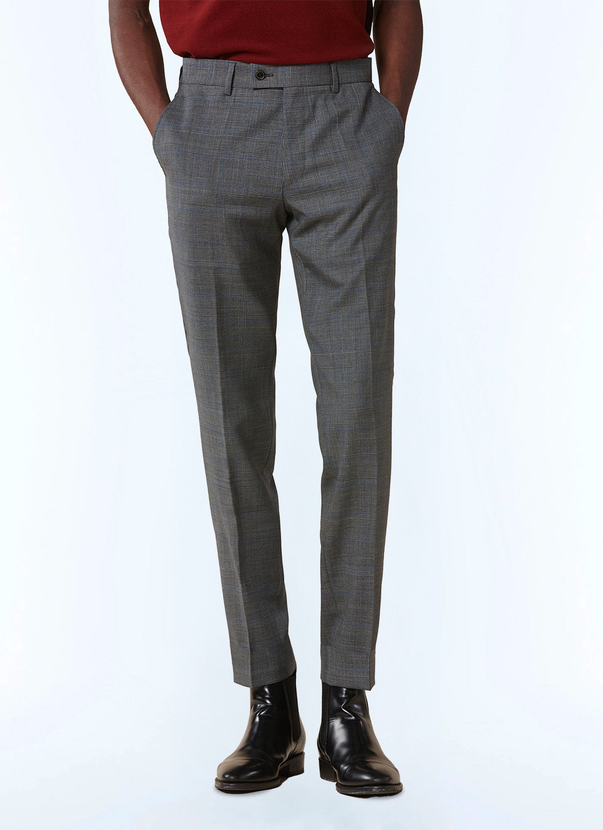 Costume ajusté à motif en laine - Acier