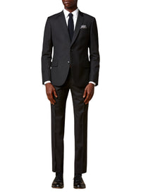 Costume ajusté et boutonné en laine - Noir