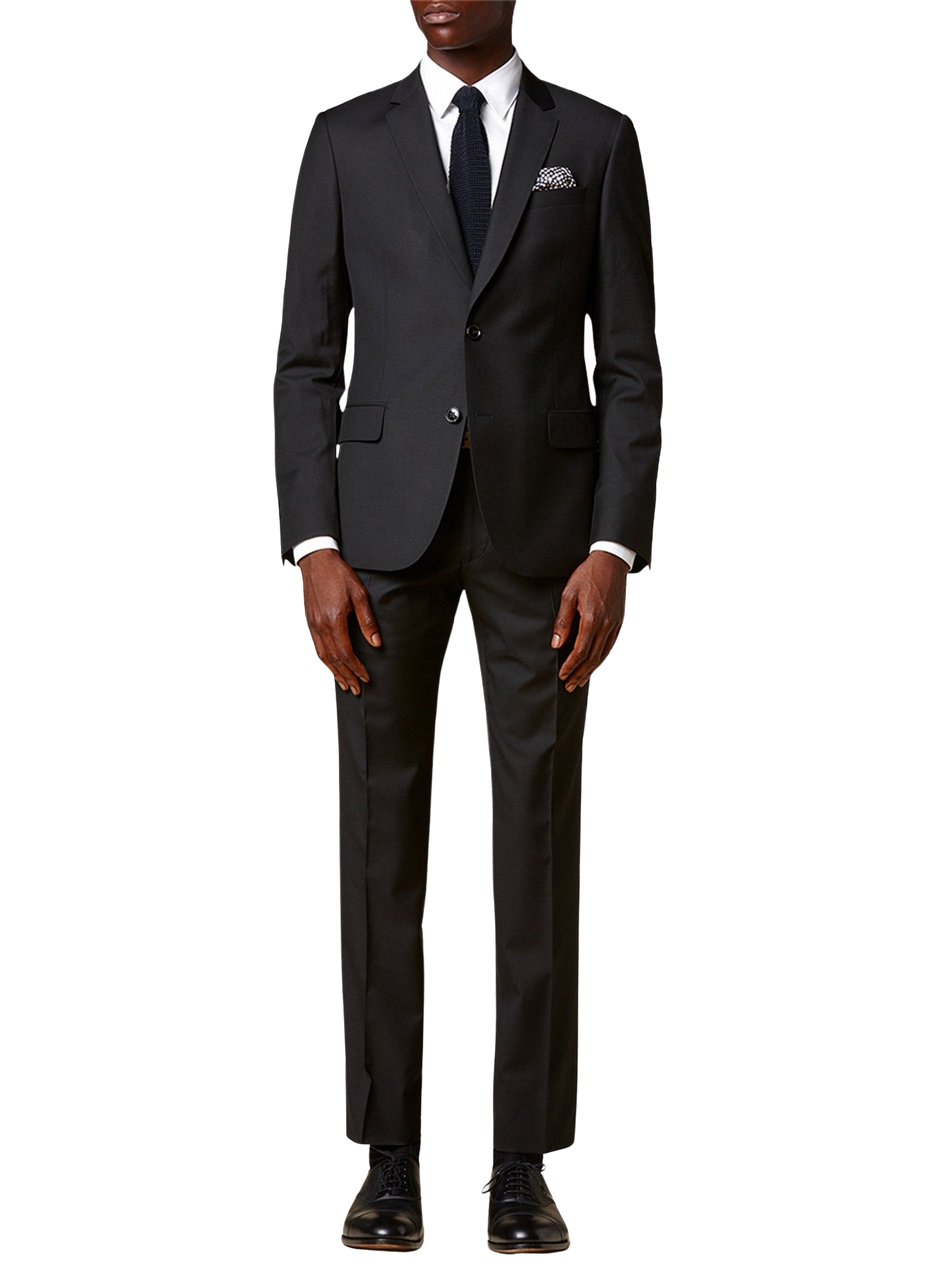 Costume ajusté et boutonné en laine - Noir