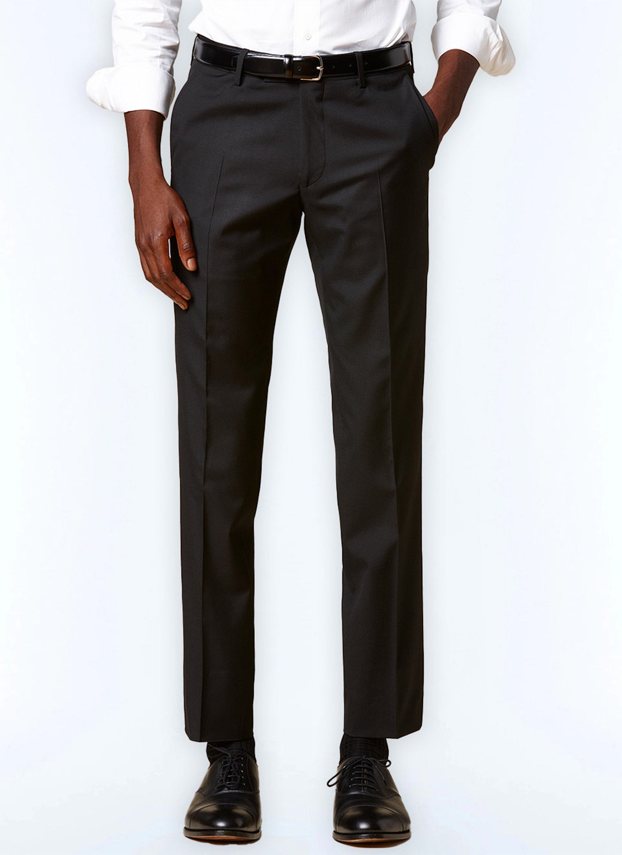 Costume ajusté et boutonné en laine - Noir