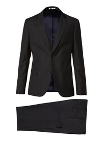 Costume ajusté et boutonné en laine - Noir