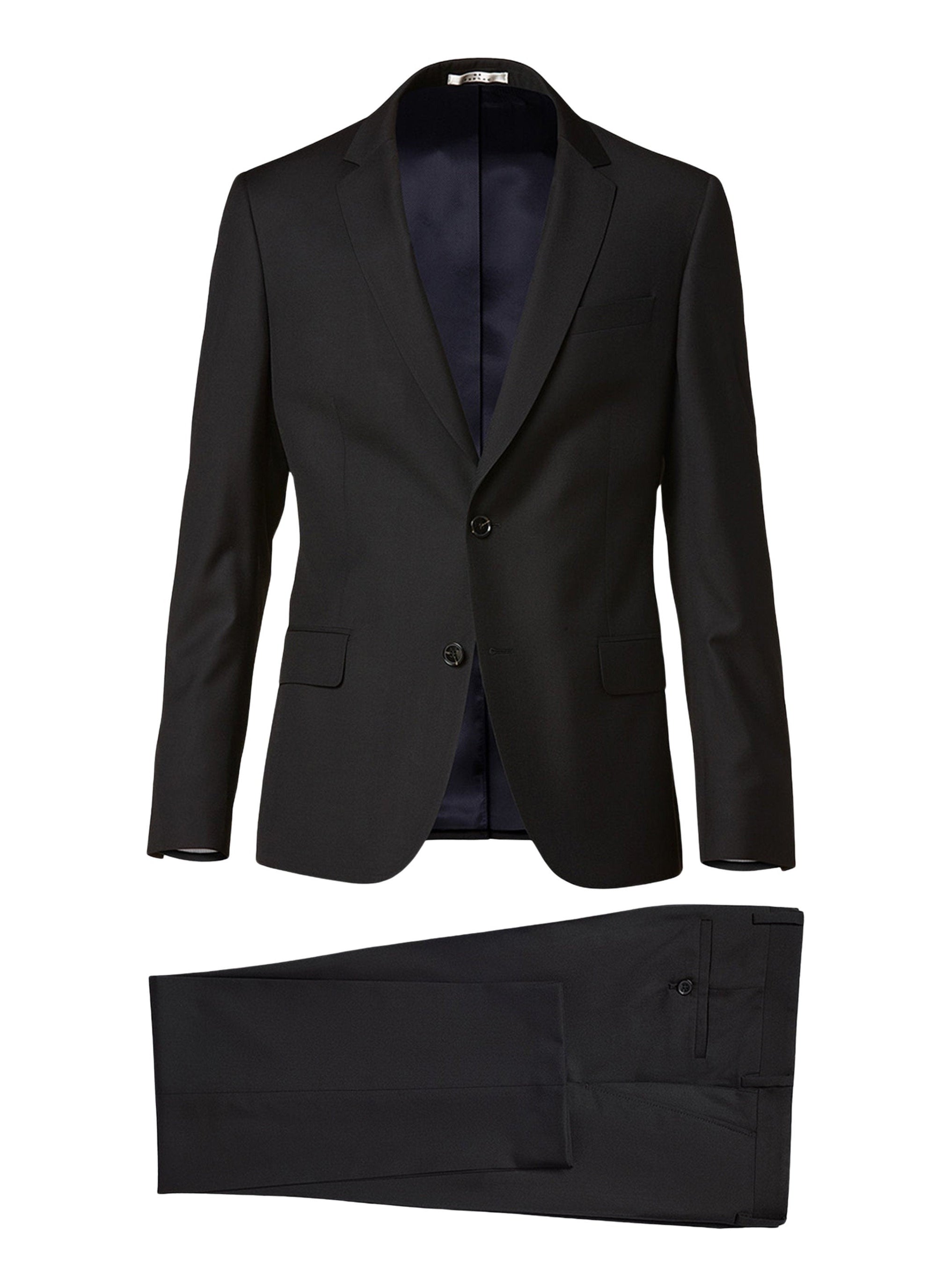 Costume ajusté et boutonné en laine - Noir