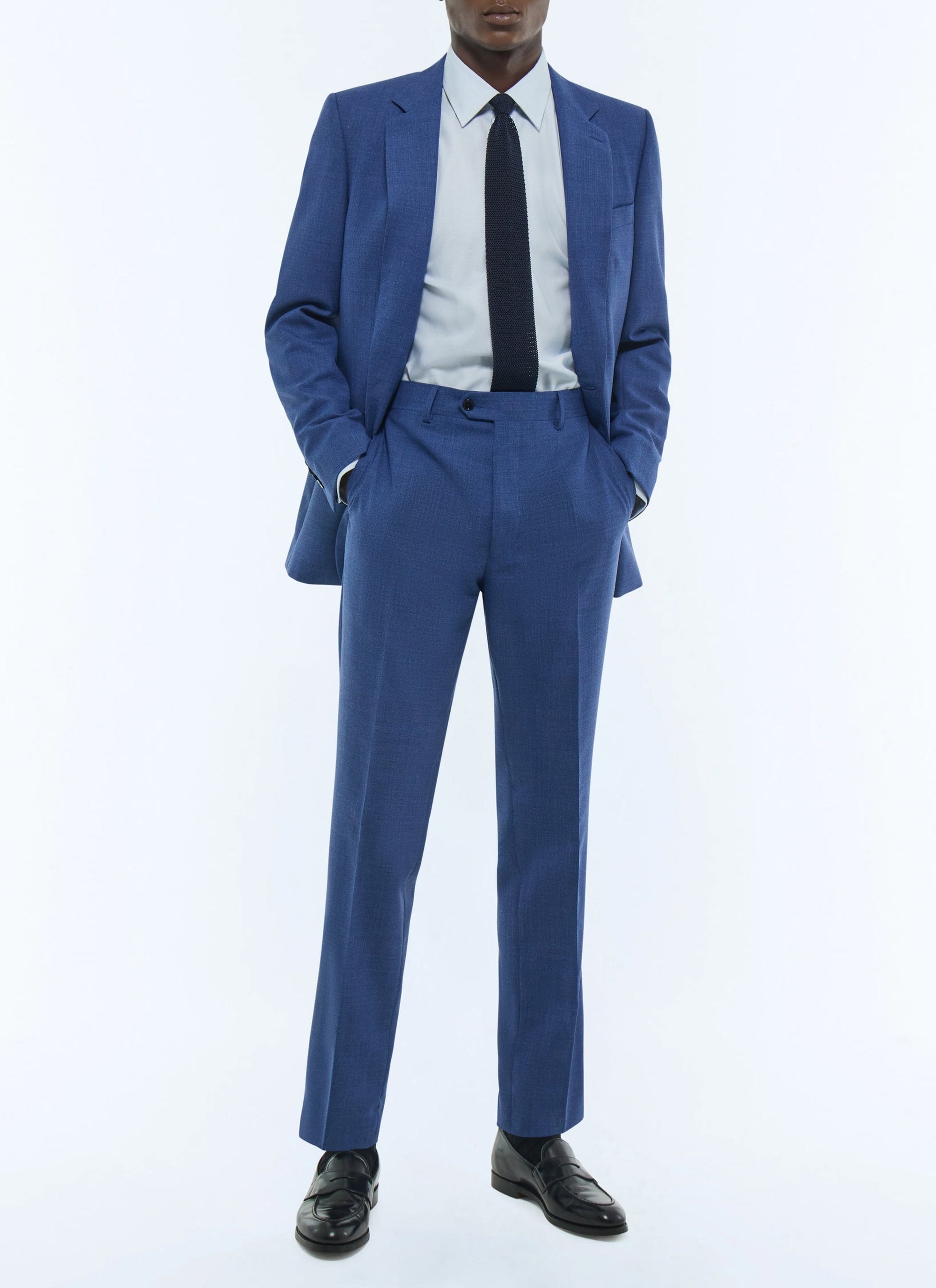 Costume ajusté en toile de laine - Bleu de Nîmes