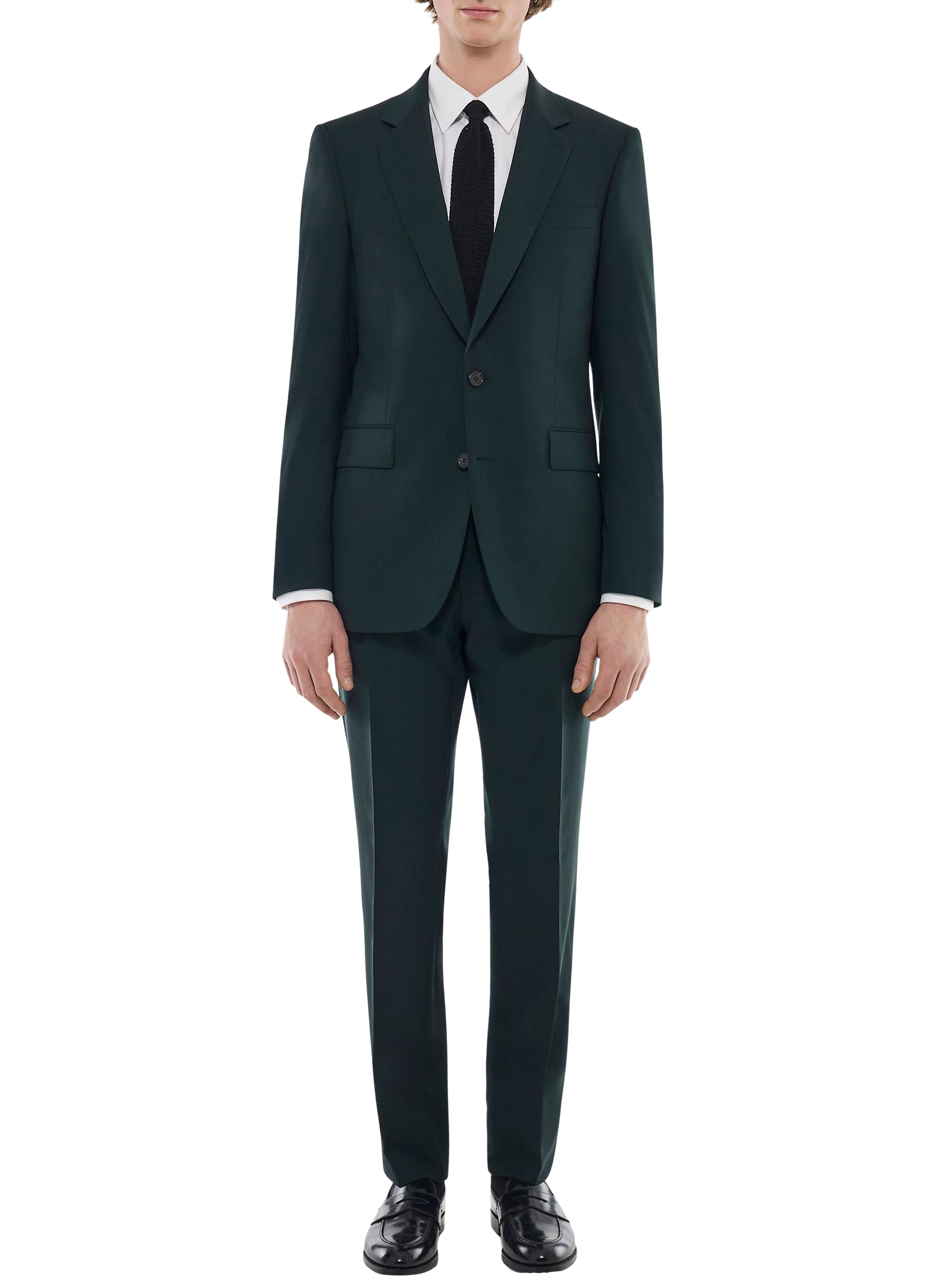 Costume ajusté en toile de laine - Vert Anglais